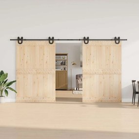 Kit de ferragens para porta deslizante 400 cm aço preto