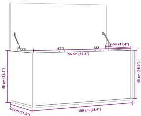 Caixa de arrumação 100x42x46cm deriv. madeira carvalho castanho