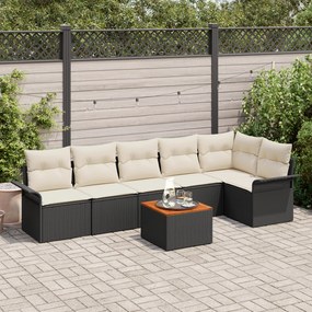 Conjunto de Sofás de Jardim de 7 Peças com Almofadas Preto Rattan Sint