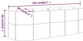 Canteiro elevado jardim 224x80x68 aço revestido a pó antracite