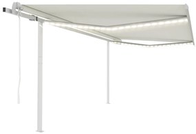 Toldo automático c/ LED e sensor de vento 4,5x3 m cor creme