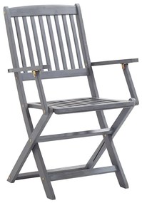 Cadeiras de exterior dobráveis 8pcs c/ almofadões acácia maciça