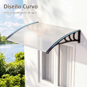 Toldo Exterior para Portas e Janelas, 100,5 x 76 x 23 cm, Estrutura com Barras Metálicas, Transparente