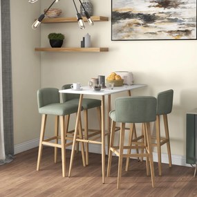 Mesa de bar retangular para 4 pessoas 120 x 60 x 98 cm (BANCOS NÃO INCLUIDOS), com pés em aço com efeito de madeira, montagem fácil, branca