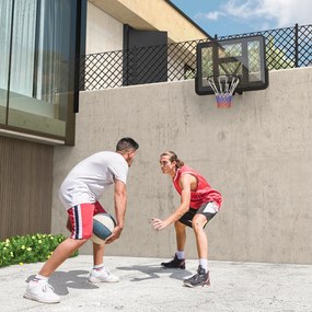 Tabela de Basquetebol de Parede para Interior e Exterior com Painel Inquebrável de 110x75 cm e Rede Resistente a Rasgos Preto