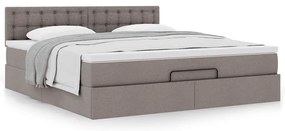Estrutura de cama otomana com colchão tecido cinzento 160x200cm