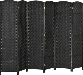 HOMCOM Biombo de 6 Painéis Separador de Ambientes Dobrável 240x170 cm para Sala de Estar Dormitório Escritório Preto | Aosom Portugal