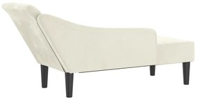 Chaise lounge com almofadões veludo creme