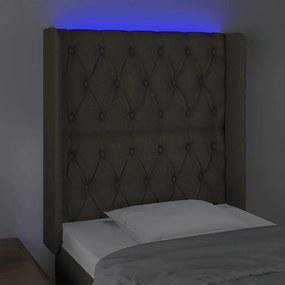 Cabeceira cama c/ LED tecido 83x16x118/128 cm cinza-acastanhado