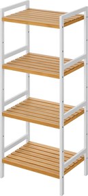 Estante com 4 prateleiras 45 x 31,5 x 111 cm, estante de pé para sala de estar, cozinha, casa banho branco e natural