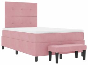 Camas Box com Colchão e Banco Rosa 120x200 cm Veludo