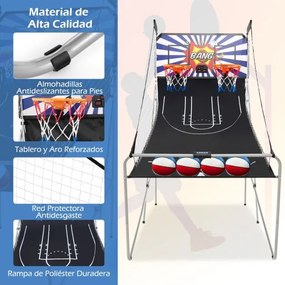 Máquina de basquetebol dobrável com Contador eletrónico e 8 jogos diferentes Azul e Branco