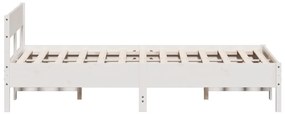 Cama sem colchão 140x190 cm madeira de pinho maciça branco