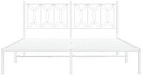 Estrutura de cama com cabeceira 150x200 cm metal branco