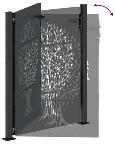 Portão de Jardim Preto 105 x 125 cm Aço com Revestimento em Pó