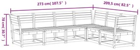 6 pcs conjunto sofás de jardim madeira de pinho castanho cera