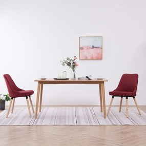 vidaXL Cadeiras de jantar 2 pcs tecido vermelho tinto