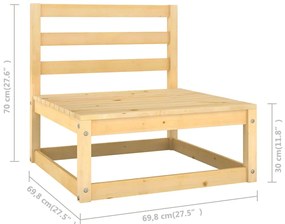 7 pcs conjunto lounge de jardim c/ almofadões pinho maciço