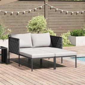 Espreguiçadeira vidaXL com Almofadas para 2 Pessoas Cinza 115x153x69,5 cm Aço