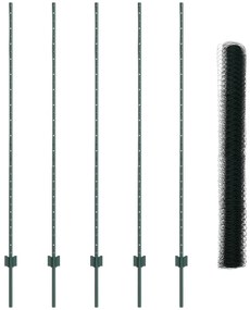 Postes de Cerca vidaXL 5 pcs Canal U Verde 160 cm Aço