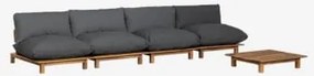 Conjunto De Sala Com Sofá Modular Reclinável De 4 Peças E Mesa De Centro Em Madeira De Acácia Brina Cinza Grafito - Sklum