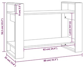 Estante/divisória 80x35x56,5 cm pinho maciço branco