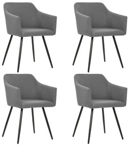 vidaXL Cadeiras de jantar 4 pcs tecido cinzento-claro
