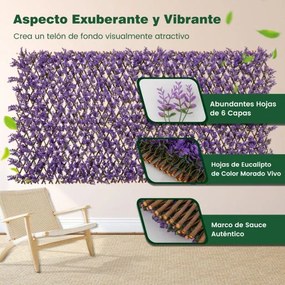 Painel expansível de sebe de hera artificial 180 x 90 cm Tela de privacidade para varanda jardim Eucalipto Roxo