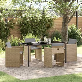 vidaXL Conjunto de Jantar para Jardim 5 pcs Bege Rattan Sintético