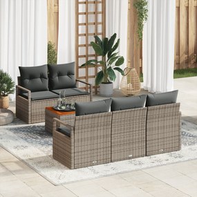 Conjunto de Sofá de Jardim de 6 Peças com Almofadas Cinza Rattan Acáci