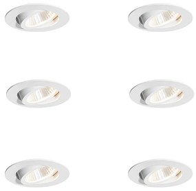 Conjunto de 6 focos embutidos brancos 6,8cm Incl. LED 750 lm regulável IP23 - Gaius