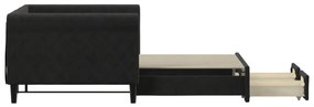 Sofá-cama com gavetão e gavetas 90x200 cm veludo preto