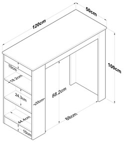 Mesa de Cozinha JA103 – Nogueira – 120x100x50 cm