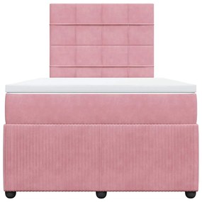 Cama boxspring com colchão 120x190 cm veludo rosa