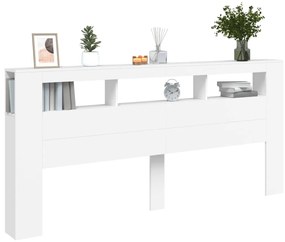 Cabeceira cama c/ LEDs 220x18,5x103,5 cm deriv. madeira branco