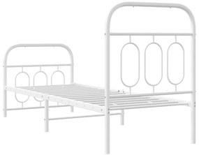 Estrutura de cama com cabeceira e pés 75x190 cm metal branco