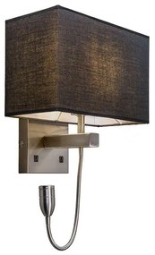 Candeeiro de parede em aço com cúpula preta e braço de leitura com LED incluído - Bergamo Design,Moderno