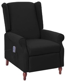 vidaXL Poltrona de massagens reclinável tecido preto