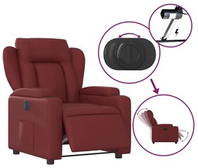 Poltrona reclinável elétrica couro artificial vermelho tinto