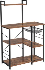 Armário de cozinha com cesto metálico 90 x 40 x 132 cm castanho Vintage 