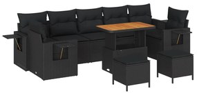 vidaXL Conjunto de Sofá de Jardim 10 pcs Preto vime PE