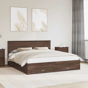 vidaXL Estrutura da Cama Carvalho Marrom e Prata 180 x 200 cm