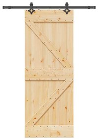 VidaXL Porta de correr com ferragens 80x210 cm madeira de pinho maciça