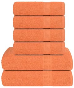 6pcs Conjunto toalhas banho 360 gsm 100% algodão laranja