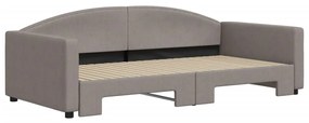 Sofá-cama com gavetão 100x200 cm tecido cinzento-acastanhado