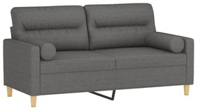 Sofá 2 lugares +almofadas decorativas 140cm tecido cinza-escuro