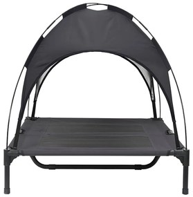 Cama Elevada para Cão com Toldo Removível Preta L Aço