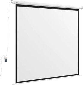 Ecrã de Projeção Elétrico 96 Polegadas com Comando à Distância Formato 1:1 para Interior e Exterior Branco
