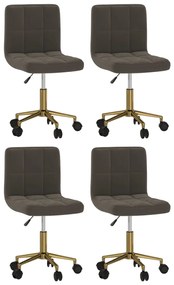 vidaXL Cadeiras de jantar giratórias 4 pcs veludo cinzento-escuro