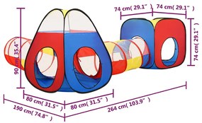 Tenda de brincar infantil 190x264x90 cm multicor